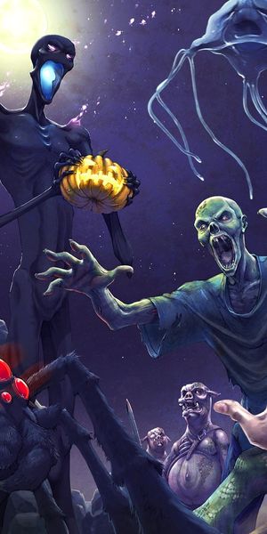 Explore a Minecraft-inspired phone wallpaper with creepers, endermen, and more