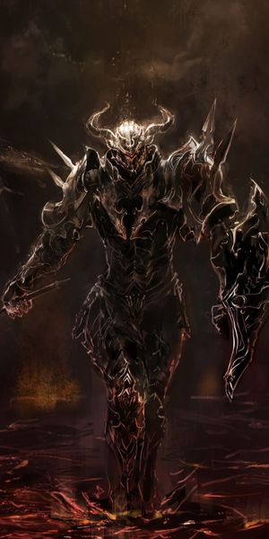 Epic Dark Fantasy Demon Warrior with Weapon