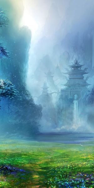 Enchanting Fantasy Landscape Featuring a Majestic Temple