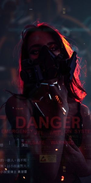 Amazing Cyberpunk Wallpaper Featuring a Girl with a Respirator
