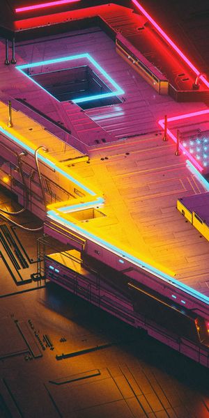 Vibrant Futuristic Neon Lightning Phone Wallpaper with Artful Design
