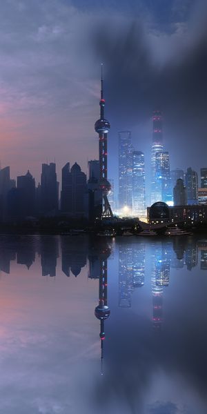 Phone wallpaper: Night, City, Skyscraper, Building, Reflection, China, Photography, Shanghai, Manipu