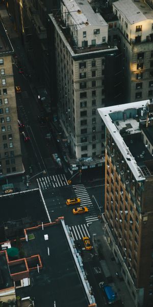 Aerial View of New York City Rooftops and Urban Landscape