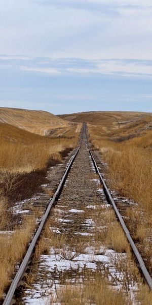 Phone wallpaper: Field, Path, Way, Rails, Nature, Railway free download