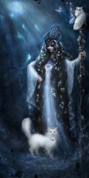 Magical Dark Fantasy Wallpaper with a Witch, Cat, and Mystical Elements