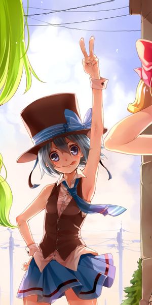 Colorful anime girl wallpaper featuring three characters in Ultra HD