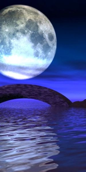 Phone wallpaper: Sky, Night, Moon, Ocean, Bridge, Artistic free download