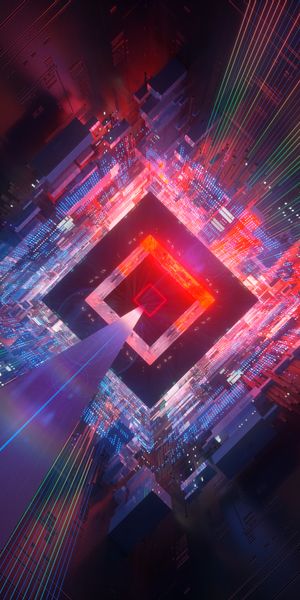 Futuristic Cube Art with Circuitry and Immersion Effects