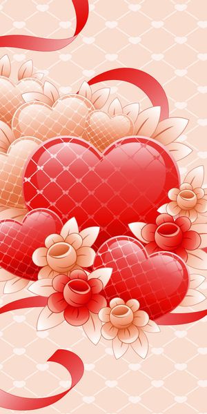 Beautiful phone wallpaper featuring orange flowers and hearts for love