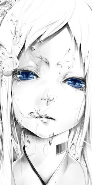 Phone wallpaper: Anime, Girl, Face, Bubble, Blue Eyes free download