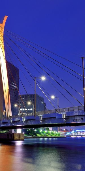 Phone wallpaper: Chuo Ohashi Bridge, Tokyo, Japan, River, Skyscraper, Bridge, House, Metropolis, Cit