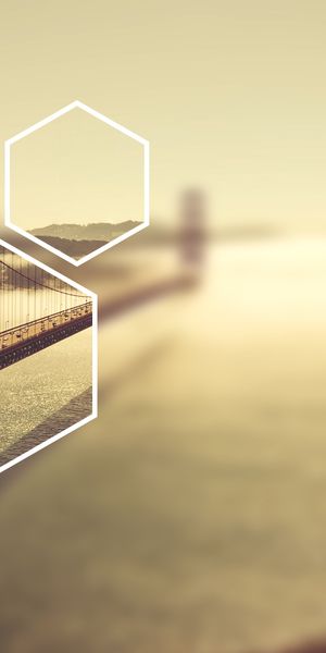 Golden Gate Bridge Wallpaper with Artistic Hexagon Overlay