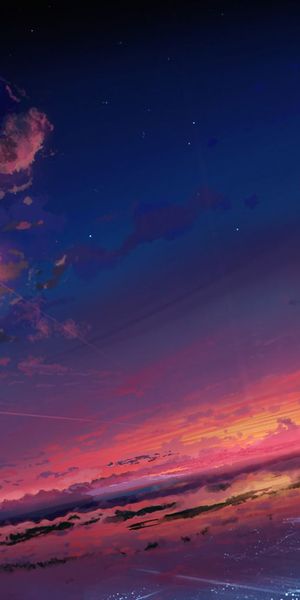 Beautiful Sunset Beach Scene with Vibrant Cloudy Sky