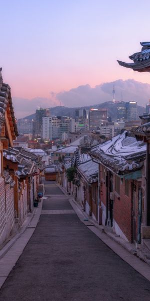 Explore the Charm of Bukchon Hanok Village in Seoul: Perfect Phone Wallpaper