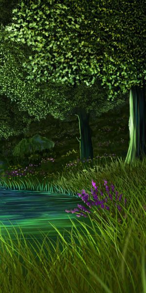 Mesmerizing Fantasy Landscape with River and Night Lights