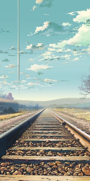 Beautiful Anime Railway Landscape Mobile Wallpaper