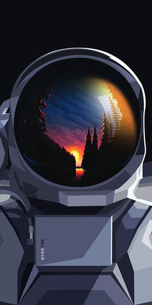 Astronaut in Spacesuit with Stunning Sunset Reflection
