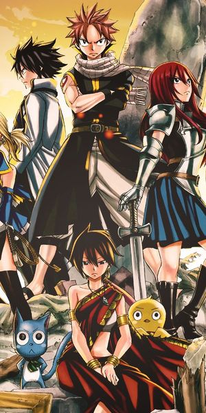 Epic Fairy Tail Movie Wallpaper Featuring Phoenix Priestess Characters - Free Phone Background