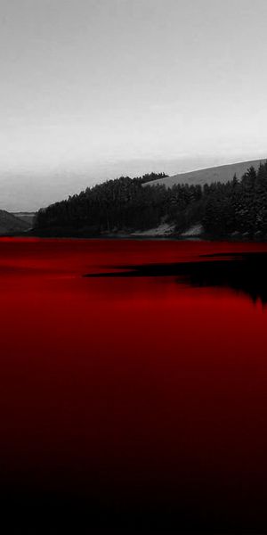 Dark Blood-Red Lake: A Striking Mobile Wallpaper