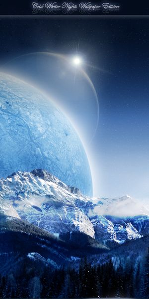 Breathtaking 4K Phone Wallpaper: Winter Mountain Landscape with Planet Rise