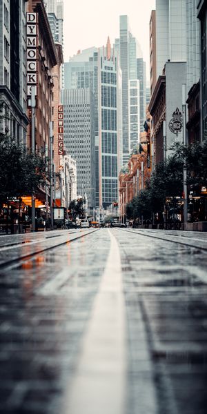 City Street Scene with Modern Buildings