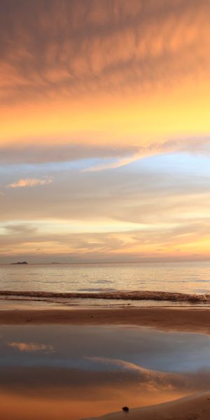 Phone wallpaper: Coast, Horizon, Sunset, Sea, Nature, Beach free download