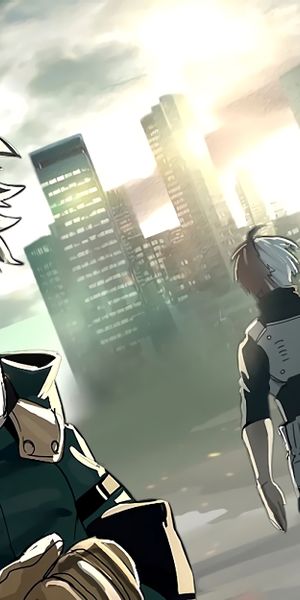 Epic My Hero Academia Phone Wallpaper with Izuku Midoriya, Katsuki Bakugou, and Shoto Todoroki