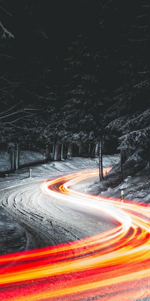 Phone wallpaper: Winter, Nature, Snow, Road, Photography, Time Lapse free download