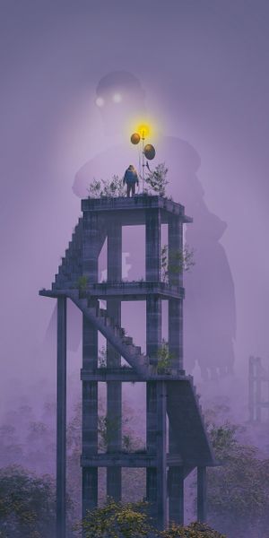 Phone wallpaper: Tower, Lonely, Loneliness, Alone, Art free download