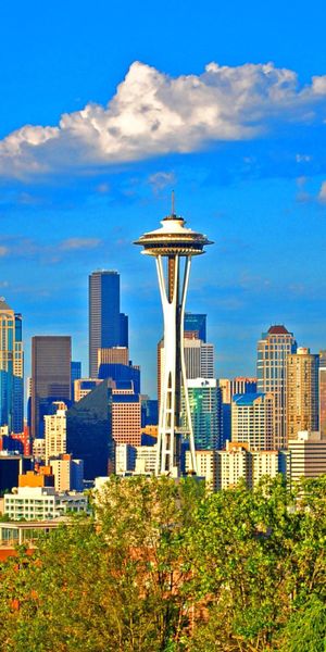 Phone wallpaper: Cities, Sky, City, Skyscraper, Cityscape, Seattle, Man Made, Space Needle free down