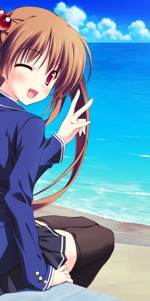 Vibrant 4K Wallpaper of an Anime Girl Enjoying a Beach Scene
