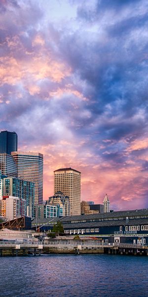 Phone wallpaper: Cities, Usa, City, Skyscraper, Building, Ferris Wheel, Cloud, Seattle, Man Made fre