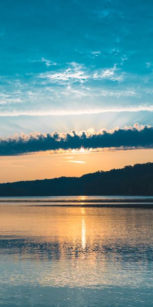 Phone wallpaper: Clouds, Trees, Nature, Sunset, Rivers free download