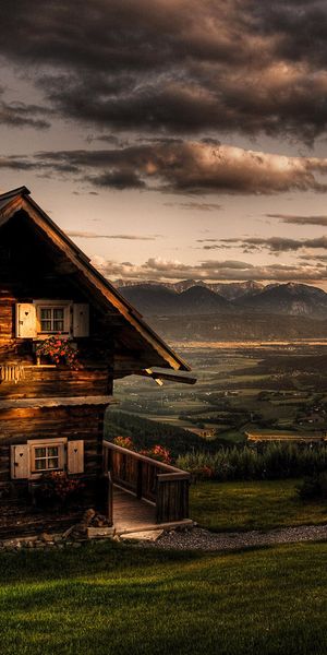 Mountain Cabin at Sunset