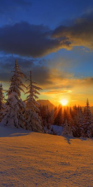 Breathtaking Sunset Over a Snowy Landscape