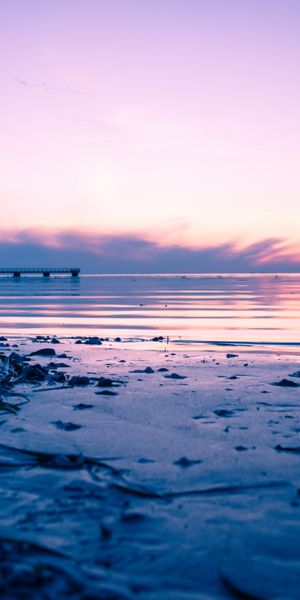 Phone wallpaper: Twilight, Sunset, Dusk, Sea, Pier, Nature, Beach free download