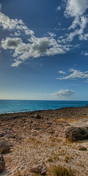 Breathtaking summer coastline wallpaper: HD phone background of sea and sun