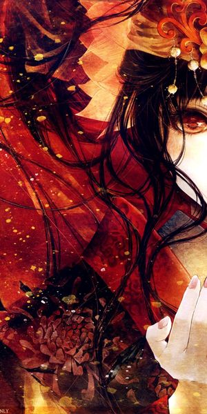Phone wallpaper: Anime, Flower, Butterfly, Girl free download