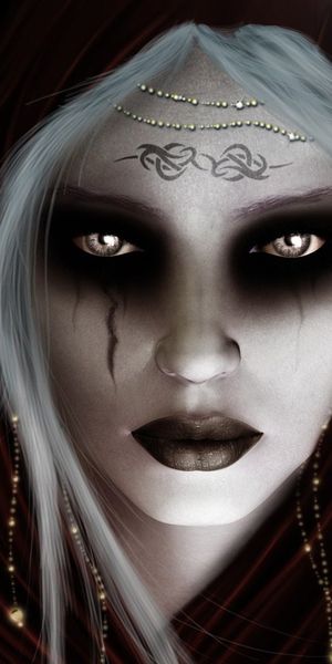 Gothic Dark Wallpaper: Enigmatic Figure with Striking Features