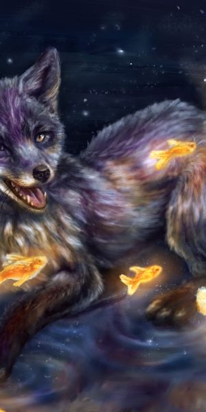 Phone wallpaper: Fish, Illusion, Fox, Art free download