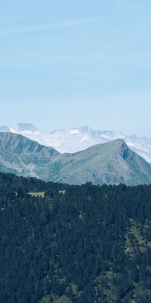 Phone wallpaper: Dahl, Distance, Mountain Range, Trees, Mountains, Nature free download