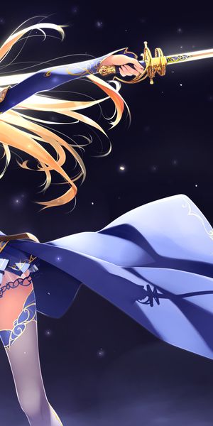 Enchanting Anime Wallpaper: Blonde Girl with Sword - Free iPhone Background