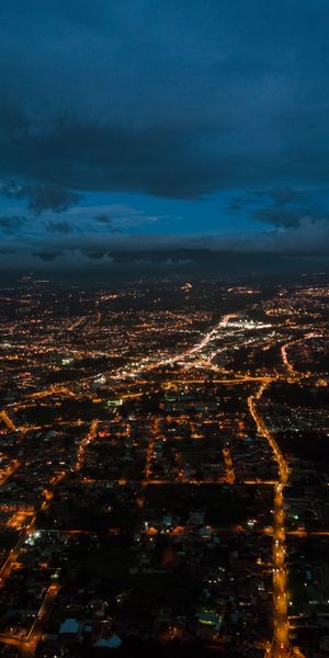 Phone wallpaper: Overview, Height, Review, View, City, Cities, View From Above, Night free download