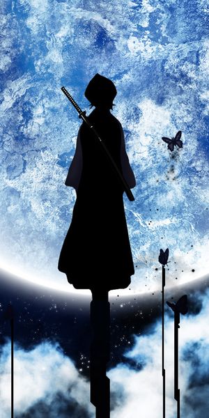 Rukia Kuchiki Silhouette Under a Full Moon