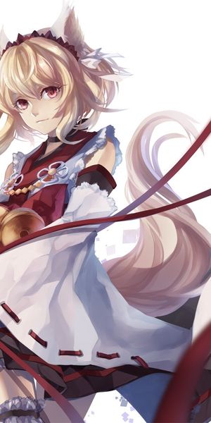 Phone wallpaper: Anime, Girl, Blonde, Short Hair, Animal Ears, Kitsune free download