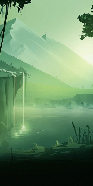 Trendy Green Waterfall Landscape for Your Mobile
