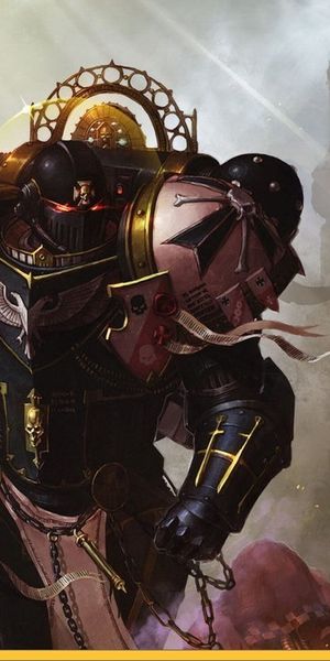 Free Warhammer Wallpaper: Epic Space Marine in Battle Scene