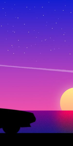 Rick and Morty Sunset Car Wallpaper Featuring Morty and Rick