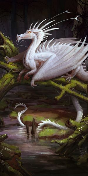 Majestic White Dragon in a Mystical Forest