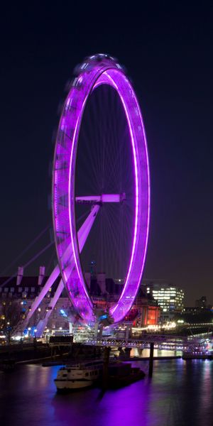 Phone wallpaper: Cities, Night, London, City, Light, Ferris Wheel, United Kingdom, Thames, Man Made